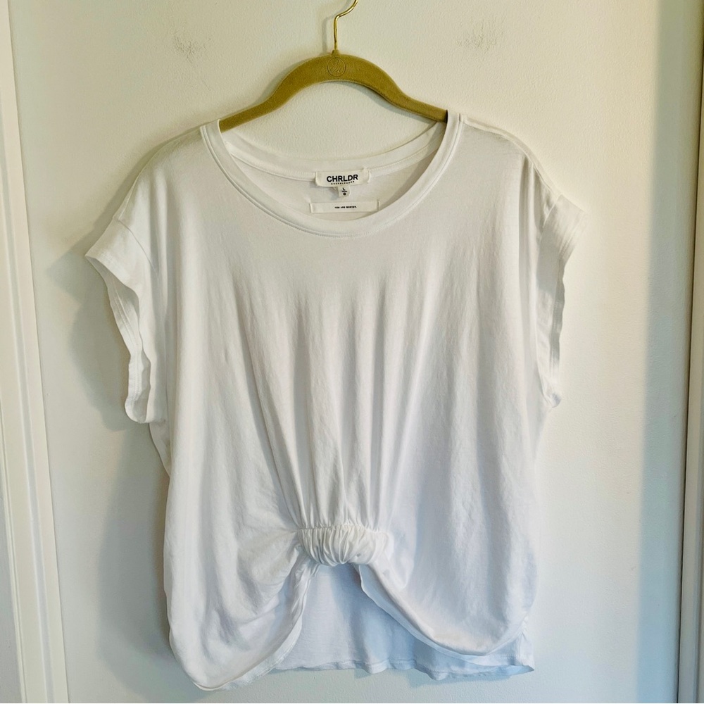 CHRLDR Classic White Front‎ Knot Tee